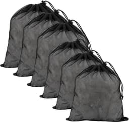 6 Pack Mesh Waszakken met Trekkoord, 60x50cm & 90x70cm Zwarte Sterke Polyester Waszakken voor Kleding, Ondergoed en Sokken — thumbnail 1