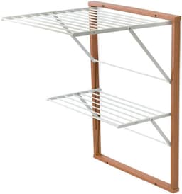 Droogrek Hout - Wanddroger Uittrekbaar - Kleding Drogen - 11 Meter Drooglijn - 69 x 80 cm - Kersen — thumbnail 1
