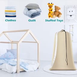 2 stuks stevige beige waszakken van 70×100cm met trekkoordsluiting en draagriemen, beschermende wasnetten voor kleding, geschikt voor thuis en reisopberging van vuile was — thumbnail 4