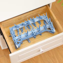 Opvouwbare Kledingdroogrek met 32 Knijpers - Winddichte Haak - Voor Sokken, Ondergoed en Beha's - Blauw — thumbnail 4