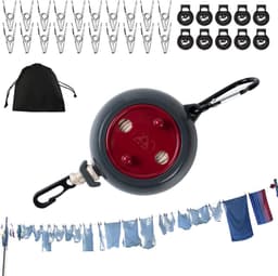 Reiswaslijn - Draagbare Waslijn - Kleding Drogen - Intrekbaar Ontwerp - 10 meter - Rood — thumbnail 4
