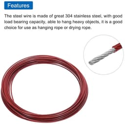 SnelShoppen - 10 m RVS Draad Kabel 1,5 mm Vinyl Gecoat met 2 Aluminium Sleeves voor Ophangen, Tuin, Feest, Droogrek, Klussen — thumbnail 3