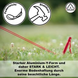 Aluminium Grondanker - Matrood - 23 cm - Lichtgewicht Y-Hering - Voor Kampeerders — thumbnail 3