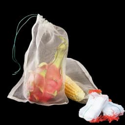 Opbergzakken Fruit - Aardappelzak Mesh - Producten Bewaren - Met Trekkoord - 25 Stuks - Wit — thumbnail 1