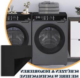 Zachte en op maat te snijden wasmachineafdekking 60 x 60 cm, antislip, universeel voor wasmachine en droger, zwart, ideaal voor badkamer en keuken — thumbnail 5