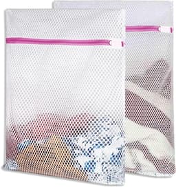 SnelShoppen - Waszakken voor wasmachine, 2 stuks, wasnet met roze ritssluiting, ideaal voor reizen, opbergen, organisatiezak voor trui, overhemden, on — thumbnail 1