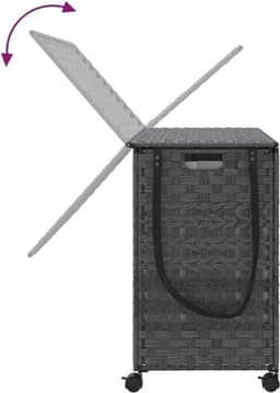 Wasmand – Wassorteerder – Wasbox – Opvouwbare Wasmand – Waszak – Met Wielen – Handgeweven Rattan – 66 x 35 x 60 cm — thumbnail 1