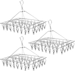 Omgoods - Set van 3 Roestvrijstalen Sokkenhangers met 120 Clips - Winddicht en Draaibaar — thumbnail 1