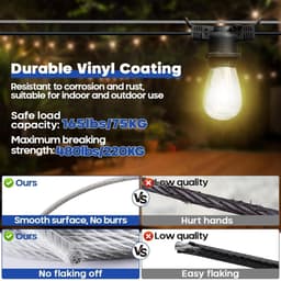SnelShoppen - 60m 3mm Draad Kabel Kit, Vinyl Gecoate RVS Kabel, 7x7 Strengen, M5 Spankabels voor Hangende Lichten, Waslijn en Tuin Gordijn — thumbnail 3