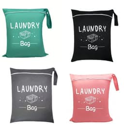 Waszakken - Set van 4 - Waterdicht Oxford-doek - Waszakken - Met ritssluiting - Draagbaar - Grote capaciteit - 38 x 48 cm - Zwart/Roze/Groen/Grijs — thumbnail 1