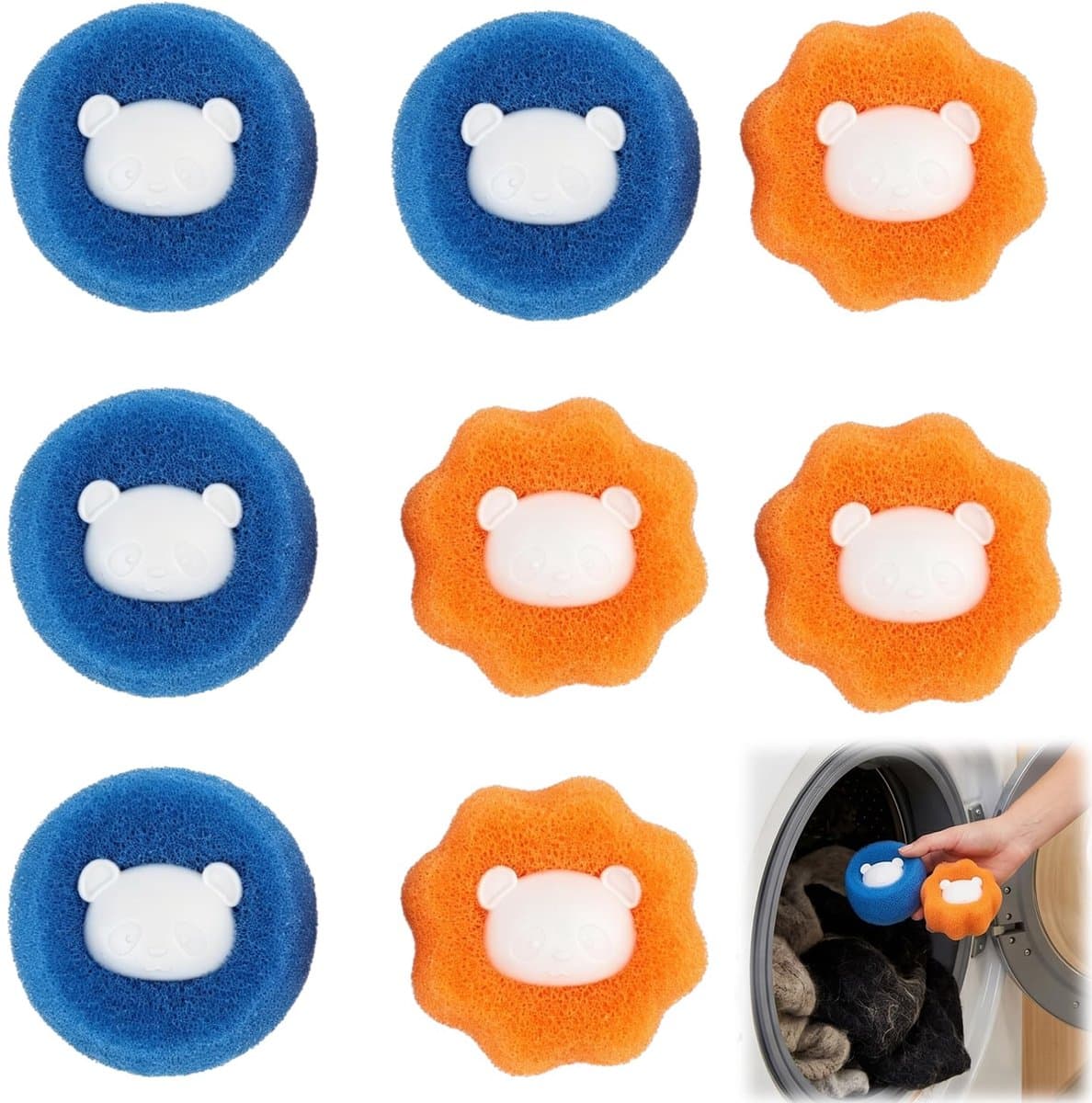 Set van 8 Herbruikbare Anti-Haar Ballen voor Wasmachine — afbeelding 1