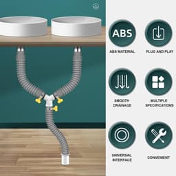 T-Stuk voor Afvoerslang - Afvoer Splitter - Inclusief 3 Slangklemmen - Anti Terugstroming - Dubbele Afvoer - Universeel - Voor Afvoerslangen Van 1 Tot 1 1/4 Inch - Voor Wasmachines, Airco's en Vaatwassers - Wit — thumbnail 2