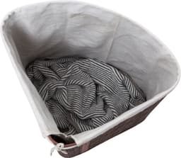 Grote Hoek Bamboe Wasmand met deksel - 100 L - Wasmand 1 Vak met stoffen waszak - Opvouwbaar - Wassorteerder Rond — thumbnail 4