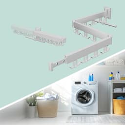 wanddroogrek inklapbaar - draaibaar - met accessoires - wit — thumbnail 5
