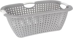 Storage Solutions wasmand - 2x - grijs - 26 liter - kunststof - 40 x 60 x 22 cm - Draagwasmand - met handvatten — thumbnail 2