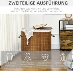 Pugsdrly Wasmand wasbak, inhoud 100 l, afneembaar deksel, 38 cm x 38 cm x 57 cm, bruin — thumbnail 4