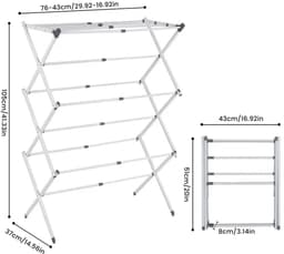 Opvouwbaar Droogrek – Duurzaam, Compact & Handig ,breedte 70 cm x diepte 40 cm x hoogte 100 cm — thumbnail 2