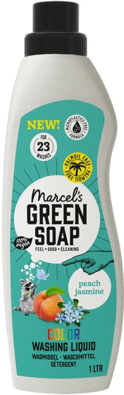 Marcel's Green Soap - Vloeibaar Wasmiddel - Kleur - Perzik & Jasmijn - Effectief & natuurlijk - 23 Wasbeurten - 1 liter - Voordeelverpakking - 2 stuks — thumbnail 1