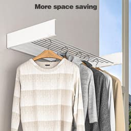 Wall Mounted Drying Rack 80 cm - Extendable Wall Dryer - Stainless Steel Foldable - White Clothesline - 50 kg Load Capacity for Indoor and Outdoor Balcony — thumbnail 4