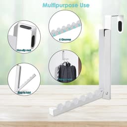 Opvouwbare Hangers voor Boven de Deur - Handdoekenrek met 6 Groeven voor Kleding en Jassen - 2 Stuks — thumbnail 3