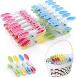 40 stuks wasknijpers met mand - Antislip siliconen, meerkleurig, ideaal voor ondergoed, broeken en T-shirts — thumbnail 1
