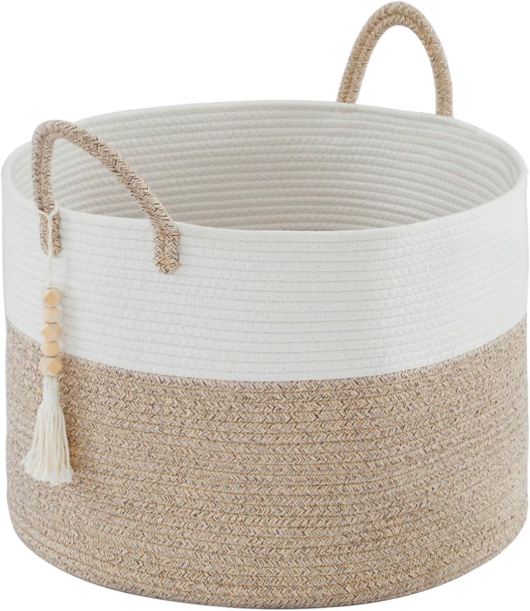 Ibenzoa® Grote Handgeweven Wafelmand van Natuurlijke Vezels - 65 Liter Capaciteit — afbeelding 1