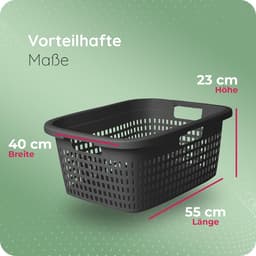 Novaliv wasmand met 3 handgrepen 25L antraciet, wasboxset wasemmer wascontainer voor badkamerwas vuile was, wasmanden vuile wascontainer wasmand verzamelbox — thumbnail 2