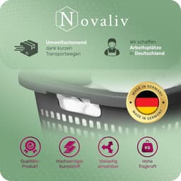 Novaliv wasmand met 3 handgrepen 25L antraciet, wasboxset wasemmer wascontainer voor badkamerwas vuile was, wasmanden vuile wascontainer wasmand verzamelbox — thumbnail 4