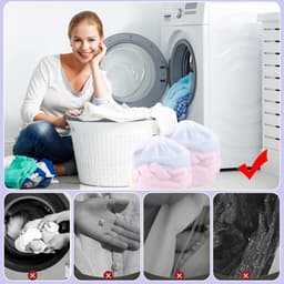 2 x Waszak met trekkoord, herbruikbare fijnmazige waszak voor de wasmachine, blouse, ondergoed, bh-sokken (40 x 50 cm) - Wit — thumbnail 4
