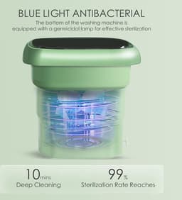 Elution Campingwasmachine - 45 liter mini reiswasmachine - antibacterieel - blauw licht - opvouwbare wasmachine - ondergoed sokken - babykleding - blauw — thumbnail 5
