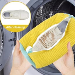 Schoenwaszak wasmachine - multi-bescherming - dikke waszak - verhoogde wrijving - 360 graden rondom reiniging - anti-wikkel - geel - 39 x 19 cm — thumbnail 3