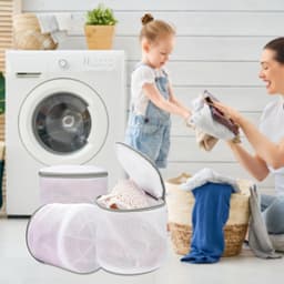 3 Stuks - Waszakken - Wasmachine zakken - Polyester - Wit, Grijs - 15*15*17 cm - Voor Beha's, Ondergoed, Sokken en Kleine Kledingstukken - Mesh waszakken - Bh Waszakken - Waszakje — thumbnail 3