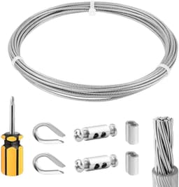 Staalkabel 2 mm - 6 m - Ommantelde Roestvrij Stalen Kabel voor Waslijn en Hek - Binnen en Buiten Gebruik — thumbnail 1