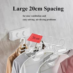 Uittrekbare waslijn 5,1 m - Onzichtbare wandmontage voor binnen en buiten - Draagvermogen tot 20 kg - Ideaal voor balkon en bijkeuken — thumbnail 5