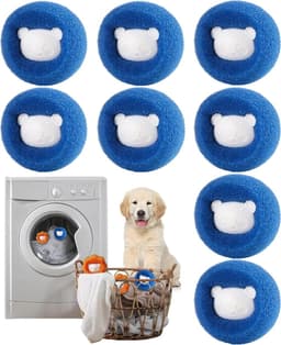 Haarverwijderingsmachine met 8 haarvangers, herbruikbare anti-haarballen, vermindert effectief kattenhaar, hondenhaar en ander haar van beddengoed en kleding (blauw) — thumbnail 1