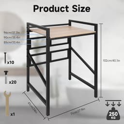 Wasmachine rek - Droger stapelaar - Ruimtebesparing keuken - 3 Hoogtes verstelbaar - 61 x 71 x 104 cm - Wit — thumbnail 4