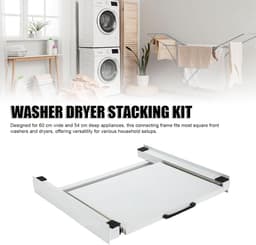 Stapelset Wasmachine Droger - Universele Set - Ruimte Besparen - Uitschuifbaar Schap - 60x54cm Compatibel - Wit — thumbnail 5