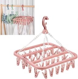2 Stuks Draagbare Waslijn met 32 Knijpers - Kledinghanger voor Sokken, Ondergoed en Babykleding - Ideaal voor Reizen, Camping en Caravan — thumbnail 1