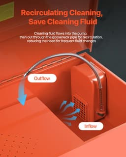 VEVOR Onderdelenreiniger, 135 Liter Inhoud, 65 Liter Oplosmiddelcapaciteit, Onderdelenwasbak met Elektrische Pomp voor Wiellagers, Tandwielen, Carburateurs, Debiet Van 3 Liter/Min — thumbnail 3