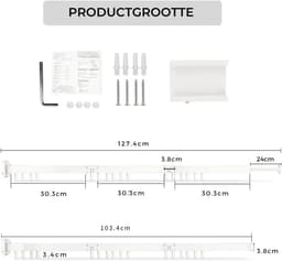 SNJY® Wasrek Inklapbaar - Wasrek Hangend - Droogmolen Voet - Droogrek Inklapbaar - 3 Vouwarmen - 127 cm - Wit — thumbnail 5