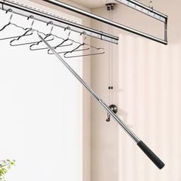 Droogpaal Kleding - Wasstok - Was Ophangen - Gebogen Vorkontwerp - 134cm - Zilver — thumbnail 3