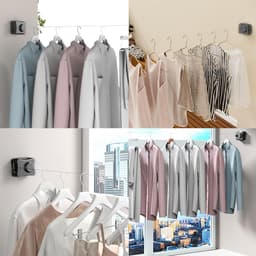 Uitbreidbare Waslijn - 5.1m Inklapbare Waslijn - Verstelbare Waslijn - Voor Binnen & Buiten Montagemogelijkheden - Droog Kleding Hangend — thumbnail 4