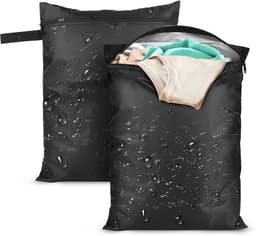 Waszak - 2 Stuks - Waszakken - Beschermt Kleding - Polyester - Waszakken voor wasgoed - Opbergtas - Huishoudaccessoires - 61x51cm - Zwart — thumbnail 2