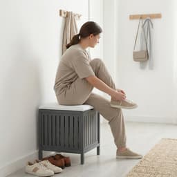 wasmand - 38x51x38 cm - grijs-wit — thumbnail 2