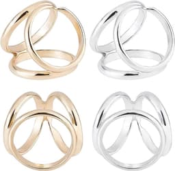 Tweekleurige, vierdelige set van drieringige sjaalclips, kleding- en sieradenaccessoires, geschikt voor trouwjurken, T-shirts, sjaals, omslagdoeken en andere modieuze versieringen. — thumbnail 1