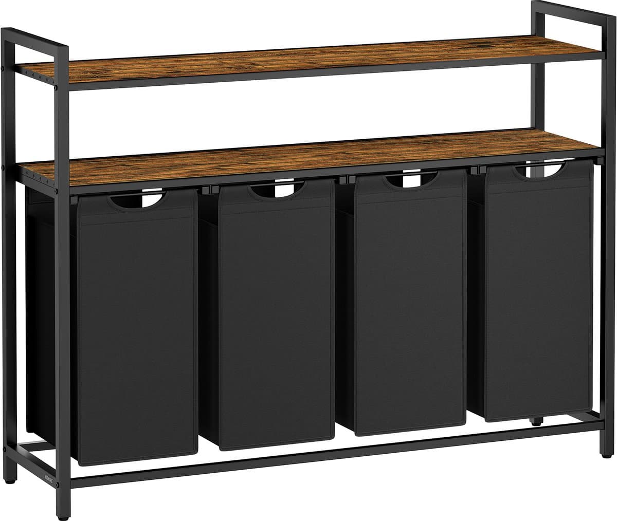 VASAGLE - Wasmand - Wasmand met 4 Uitneembare Tassen - Met Legplank - Voor Badkamer en Wasruimte — afbeelding 1