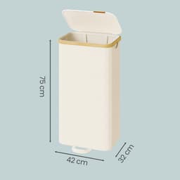 SONGMICS - Wasmand - Wasmand met Deksel - Uitneembare Zak - Bamboe Frame - Voor Wasruimte Slaapkamer — thumbnail 2
