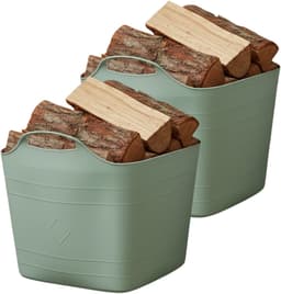 Excellent houseware flexibele kuip / emmer - 2x - groen - 25 l - kunststof - 40 x 35 cm - met handvatten — thumbnail 1