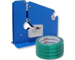 Zaksluiter met Metalen Frame - Inclusief 4 Rollen Groen - Sluit Zakken tot 12 mm