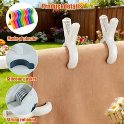 Groot Formaat Plastic Wasknijpers 10 Stuks - Anti-Slip Klemmen voor Strandhanddoek en Kleding - Sterke Wasknijpers 9,5x7cm, Kleurrijk Design — thumbnail 5